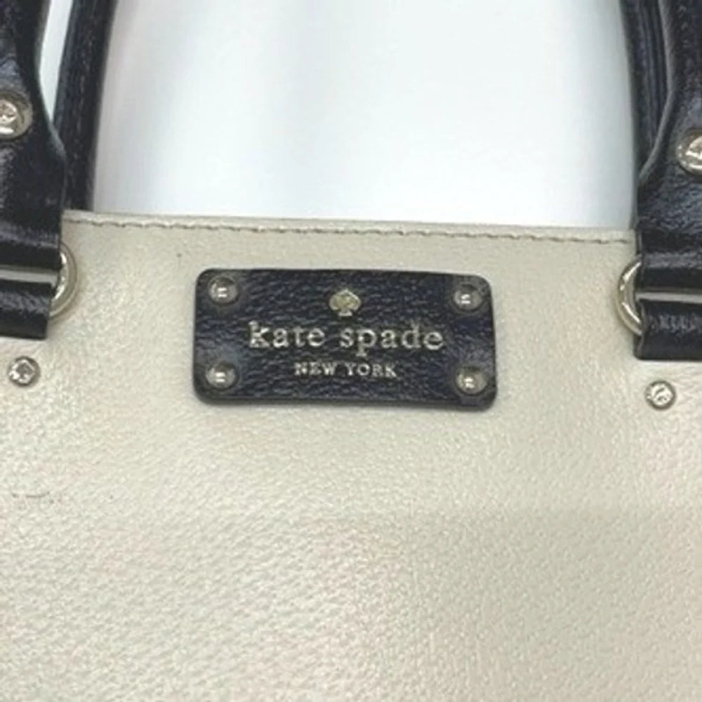 Kate Spade Cedar Street Maise Satchel Bag Purse‎ Cream Black Leather Colorblock